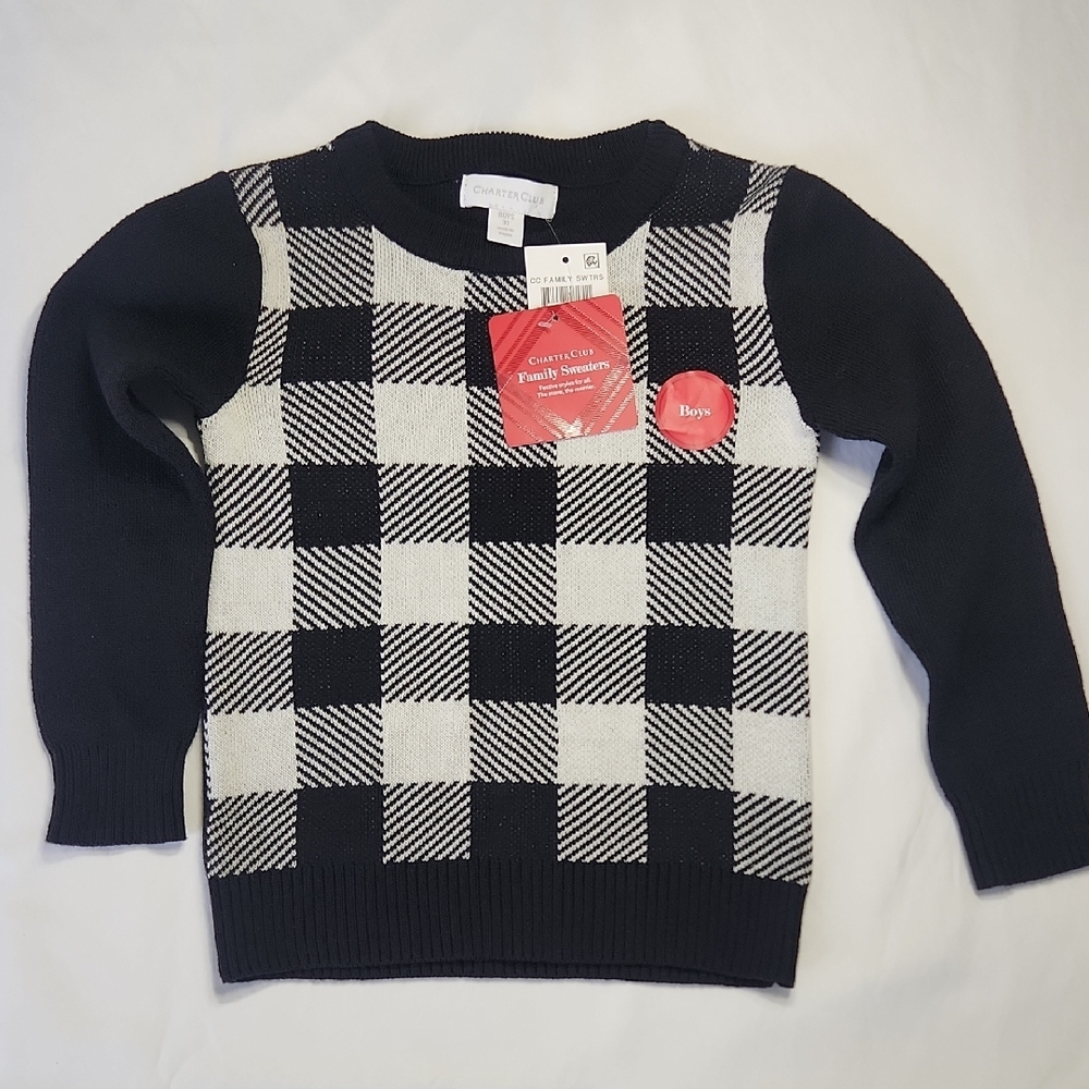 Charter Club Boys Buffalo Plaid Sweater Size 3T – NWT Holiday Family Outfit